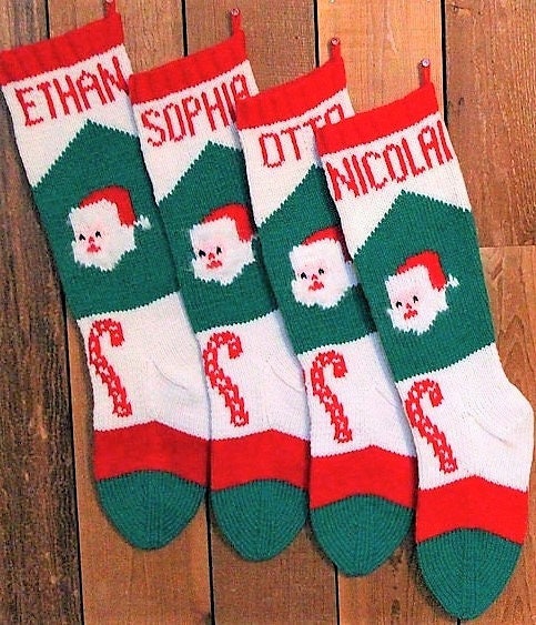 Vintage 1950s 24" Jumbo Santa Christmas Stocking Knitting Pattern PDF Instant Download Nostalgic Retro Childhood Sock 10 Ply