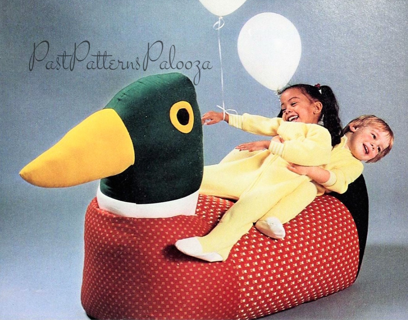 Vintage Childs Beanbag Cushion Chair Sewing Pattern Large Red Hen and Mallard Duck Sit On Ride On Fabric Toys PDF Instant Digital Download