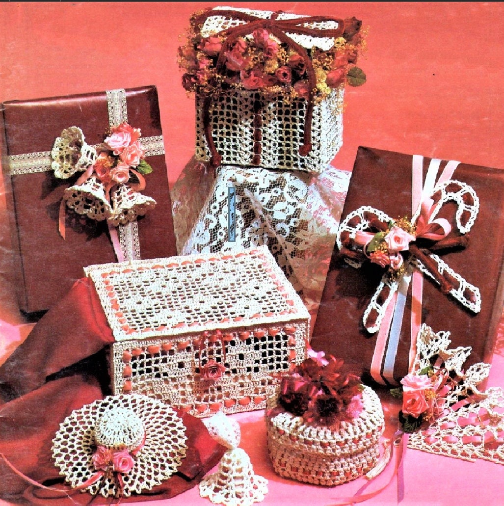 Vintage Thread Crochet Patterns Lacy Victorian Christmas Ornaments Tree Gift Trim Keepsake Boxes PDF Instant Digital Download 11 Designs Lot