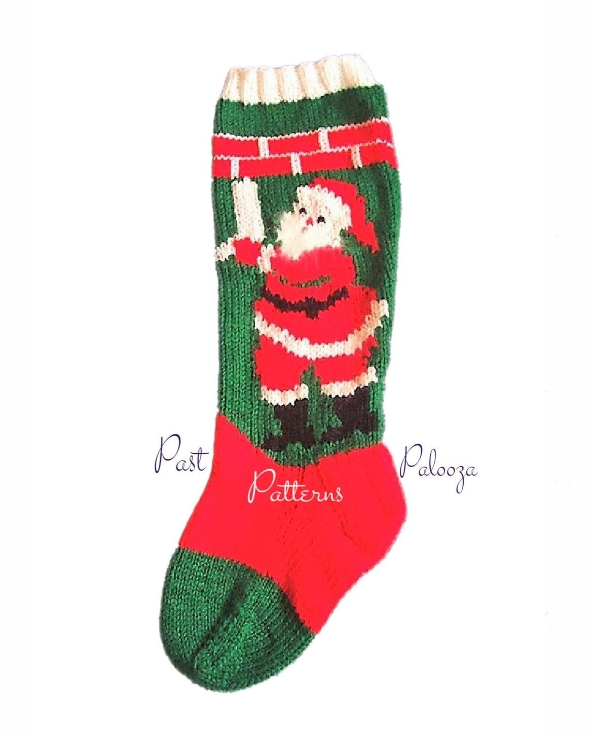 Vintage Fleisher Santa Christmas Stocking Knitting Pattern PDF Instant Digital Download Nostalgic Hanging Stocking Fireplace Retro Sock 1955