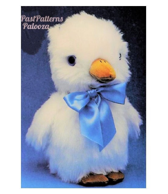 Vintage Sewing Pattern 12" Fluffy Easter Duckling Duck Faux Fur Fabric Soft Sculpture Plush Toy PDF Instant Digital Download