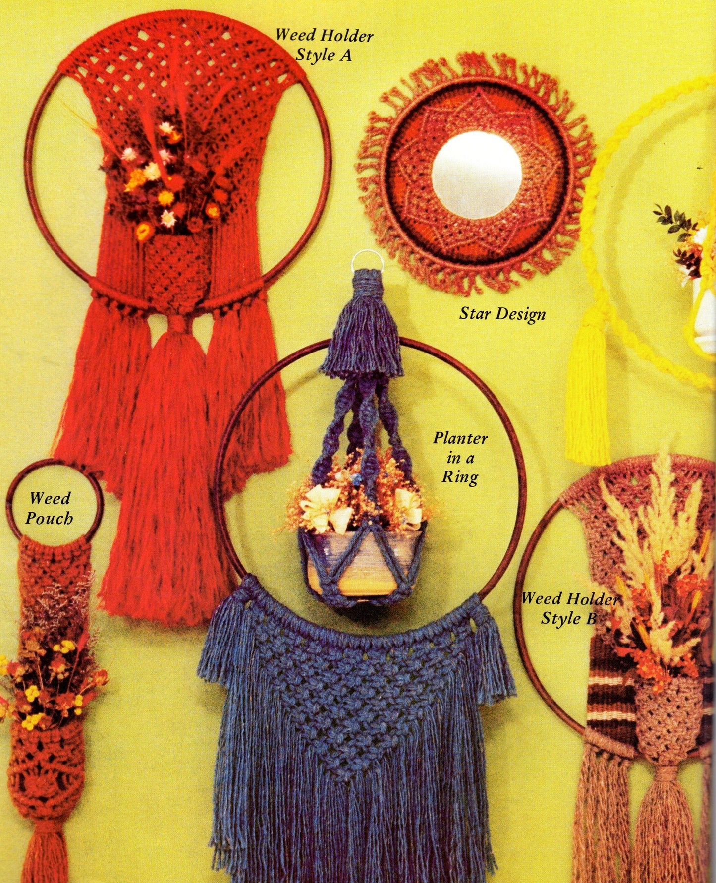 Vintage Macrame Things In Rings Round Circle Craft Patterns Designs Book PDF Instant Digital Download Boho Mirrors Hangers Chimes Planters