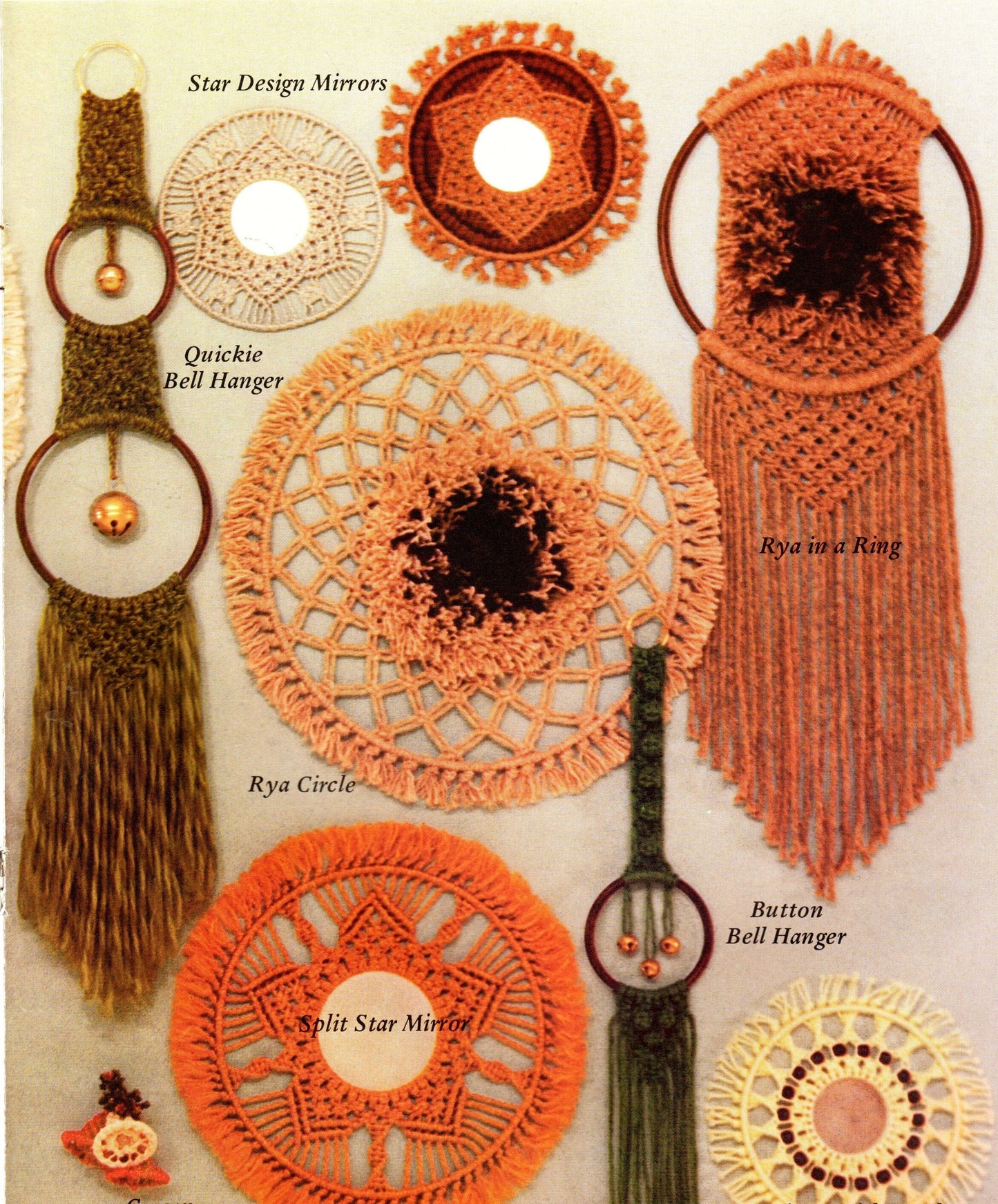 Vintage Macrame Things In Rings Round Circle Craft Patterns Designs Book PDF Instant Digital Download Boho Mirrors Hangers Chimes Planters
