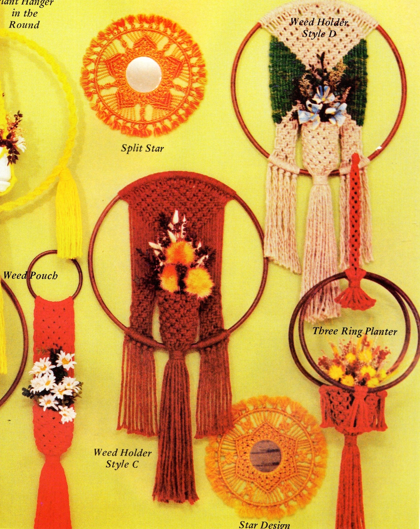 Vintage Macrame Things In Rings Round Circle Craft Patterns Designs Book PDF Instant Digital Download Boho Mirrors Hangers Chimes Planters