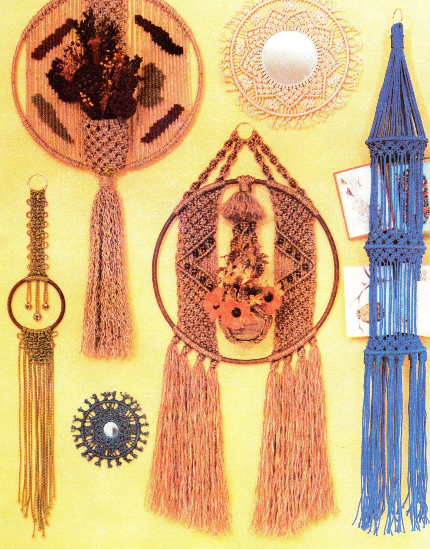 Vintage Macrame Things In Rings Round Circle Craft Patterns Designs Book PDF Instant Digital Download Boho Mirrors Hangers Chimes Planters