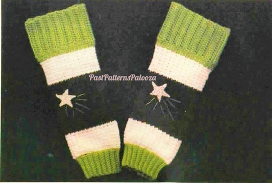 Vintage Crochet Pattern Holiday Star Striped Legwarmers PDF Instant Digital Download Retro Christmas Leg Warmers Shooting Star 10 Ply
