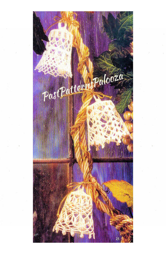 Vintage Crochet Pattern 4" Lacy Gossamer Christmas Bells Ornaments Victorian Tree Trim PDF Instant Digital Download 3 Designs Cotton Thread