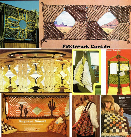 Vintage Macrame Patterns for Travel Retro Car Curtain Shades For Vans RVs Hippie Window Covers Sun Shades PDF Instant Digital Download