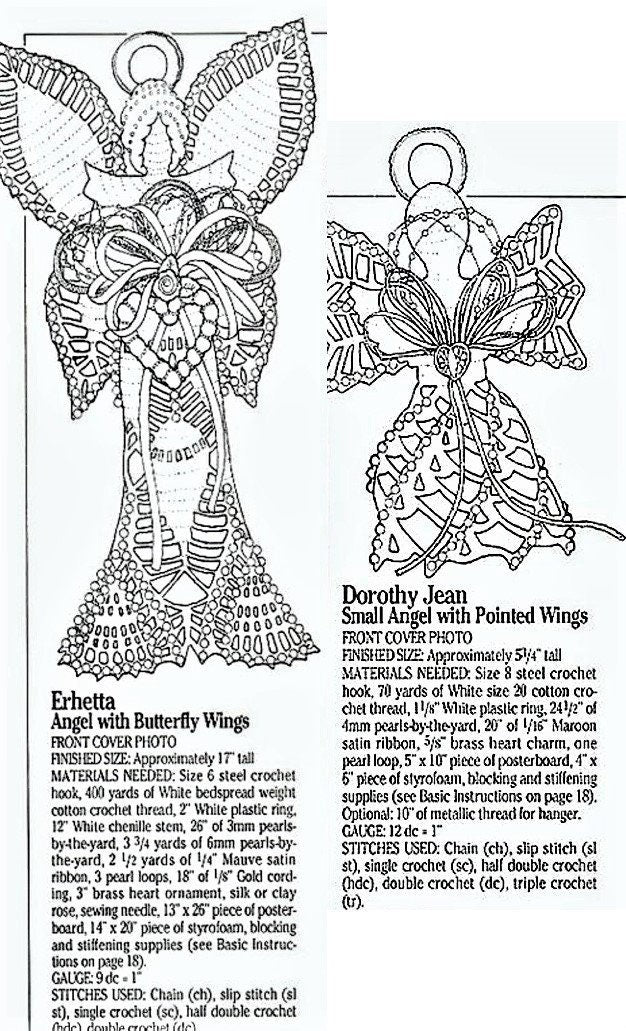 Vintage Crochet Patterns Cotton Thread Lace Christmas Angel Ornaments Centerpieces Tree Toppers PDF Instant Digital Download 7 Designs