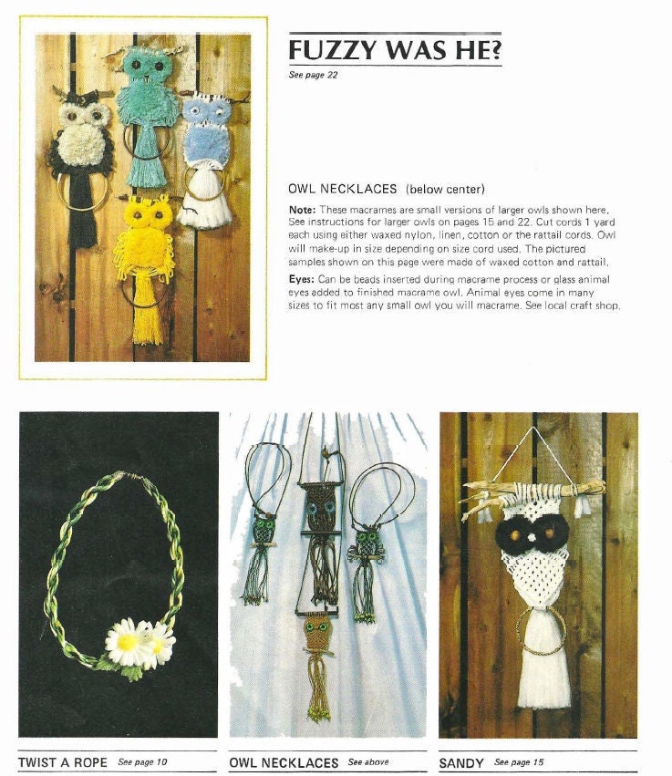 Vintage Macrame Patterns Fit To Be Tied eBook PDF Instant Digital Download Porch Swing Owls Ring Hangings Advanced Off Loom Weaving 1977