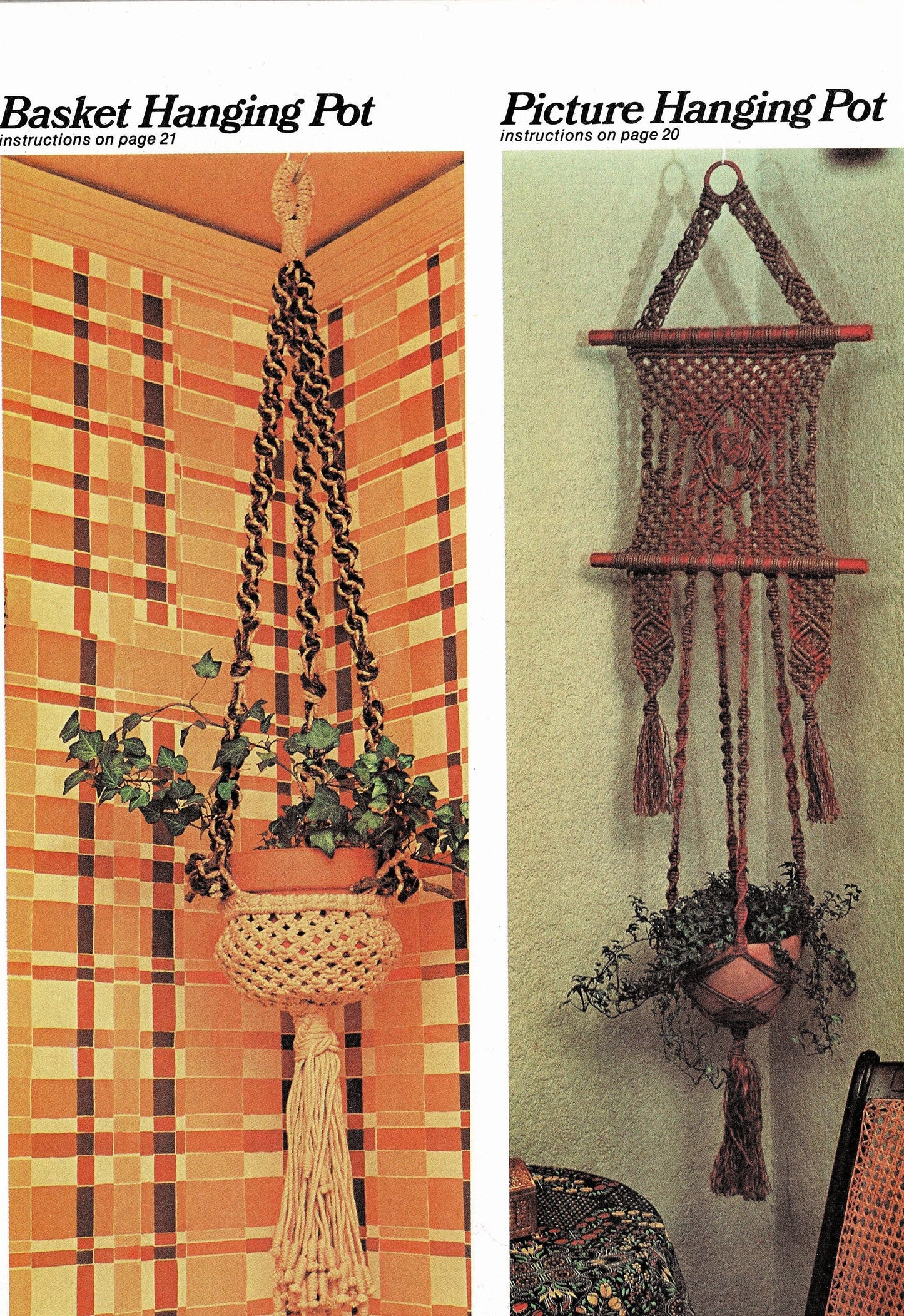 Vintage Macrame Patterns Five Hanging Pot Plant Holders PDF Instant Digital Download Retro Groovy 1970s Knotwork