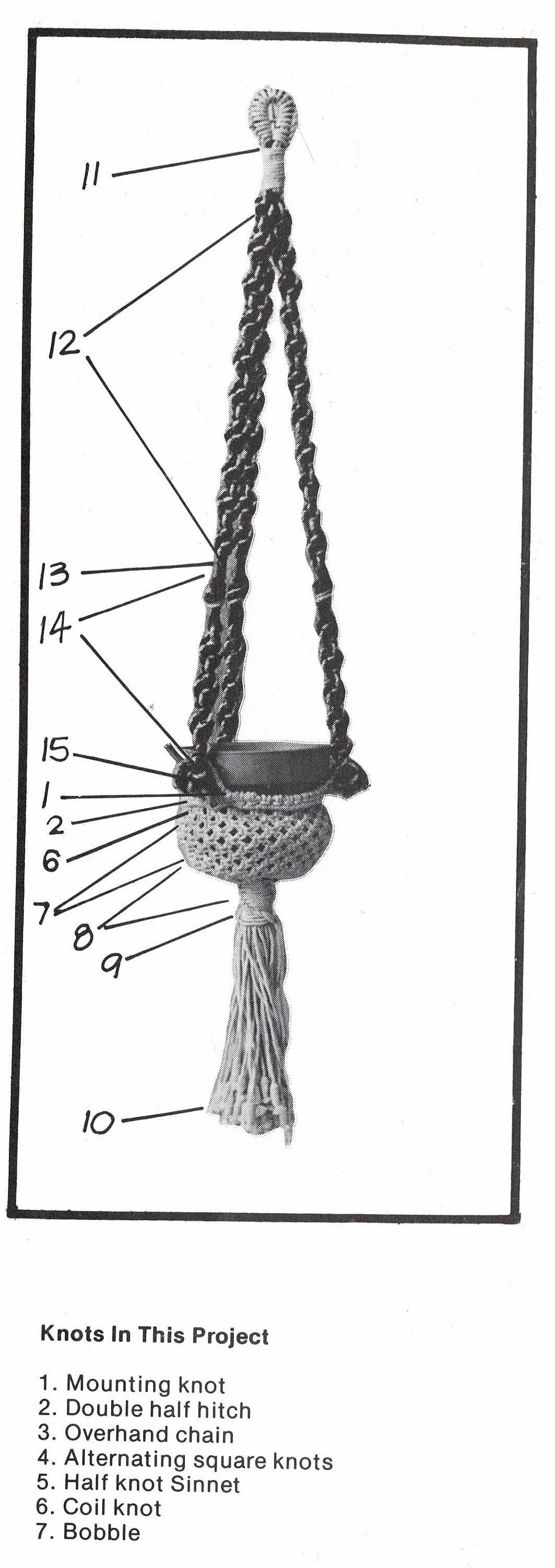 Vintage Macrame Patterns Five Hanging Pot Plant Holders PDF Instant Digital Download Retro Groovy 1970s Knotwork