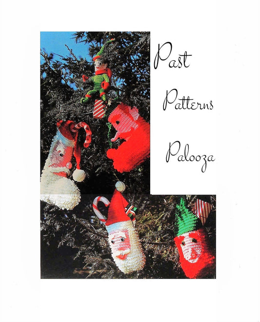 Vintage Crochet Pattern 14" Loopy Santa and Elf Faces Christmas Stockings and Tote Bags PDF Instant Digital Download 10 Ply