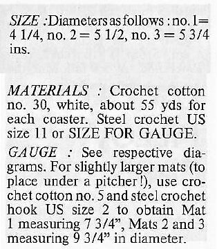 Vintage Crochet Pattern Christmas Snowflake Drink Coasters PDF Instant Digital Download Holiday Bar Table 3 Designs Cotton Thread 4"-6"