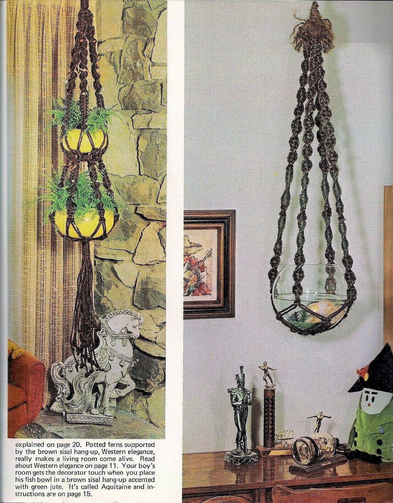 Vintage Macrame Hang-Ups Patterns Book PDF Instant Digital Download 11 Hanging Projects Boho Double Plant Pot Holders Swag Lamp