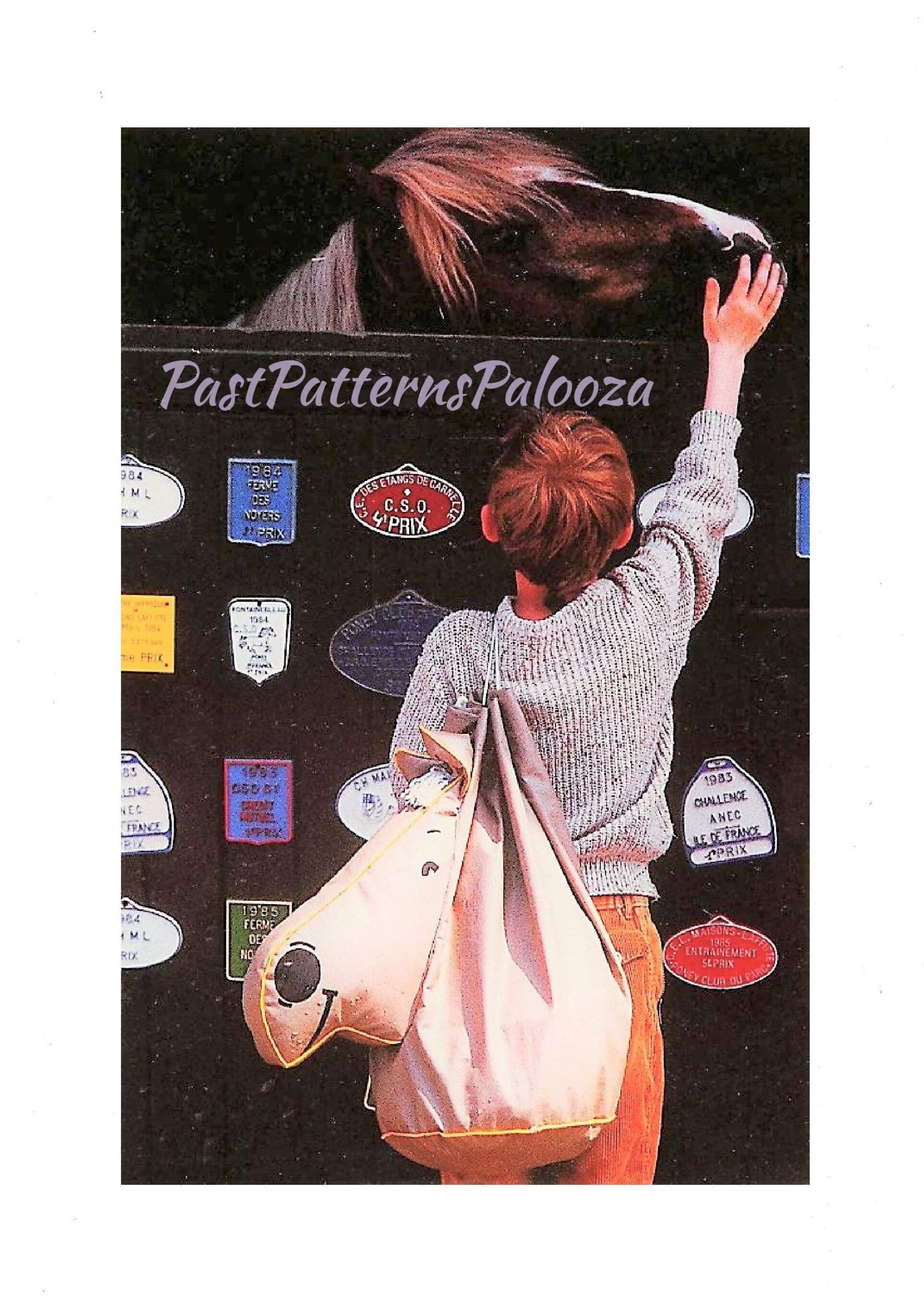 Vintage Sewing Pattern Pony Horse Tote Bag Waterproof Stable Bag Cinched Carry-All PDF Instant Digital Download