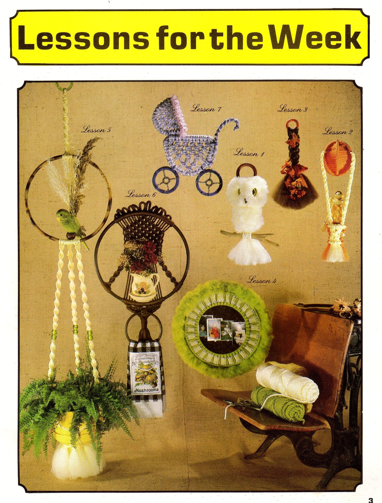 Vintage Learn To Macrame Patterns School House How To for Beginners Lessons Easy Projects Step By Step PDF Instant Digital Download