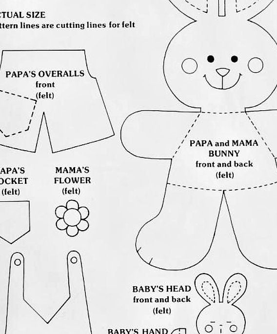 Vintage Sewing Pattern Felt Farmer Bunny Family in Carrot House Holder PDF Instant Digital Download Sewn Soft Toys