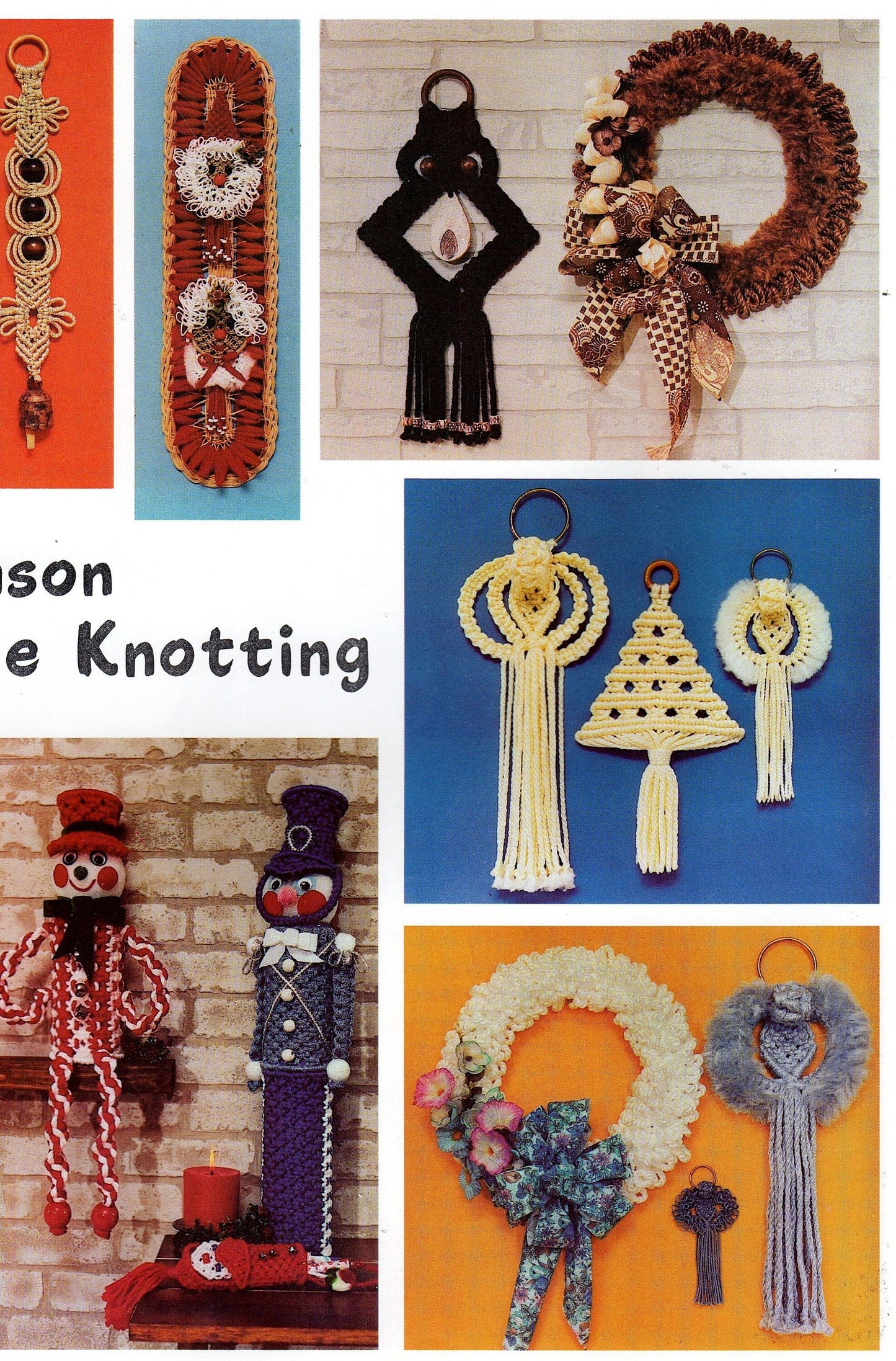 Vintage Tis The Season To Be Knotting Christmas Macrame Patterns Book PDF Instant Digital Download Retro 1970s Holiday Knotwork 27 Projects