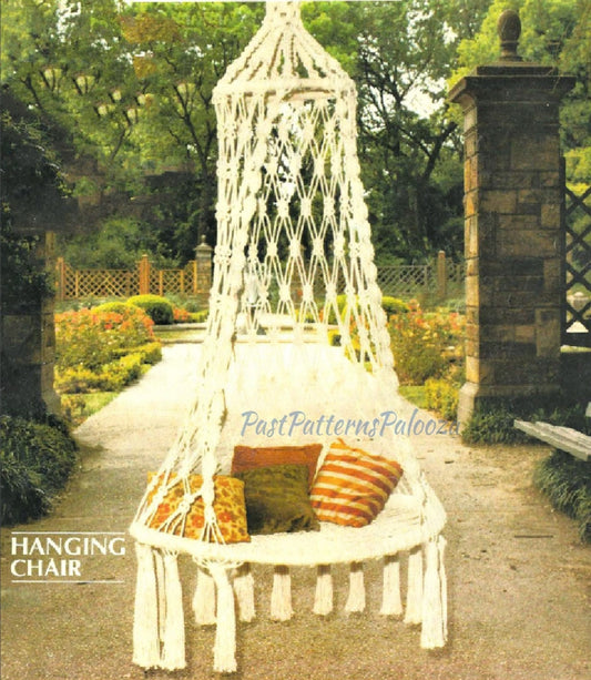 Vintage Macrame Pattern 6' Large Outdoor Swinging Chair Hanging Patio Backyard Swing Boho Hippie Chic PDF Instant Digital Download 6 Foot