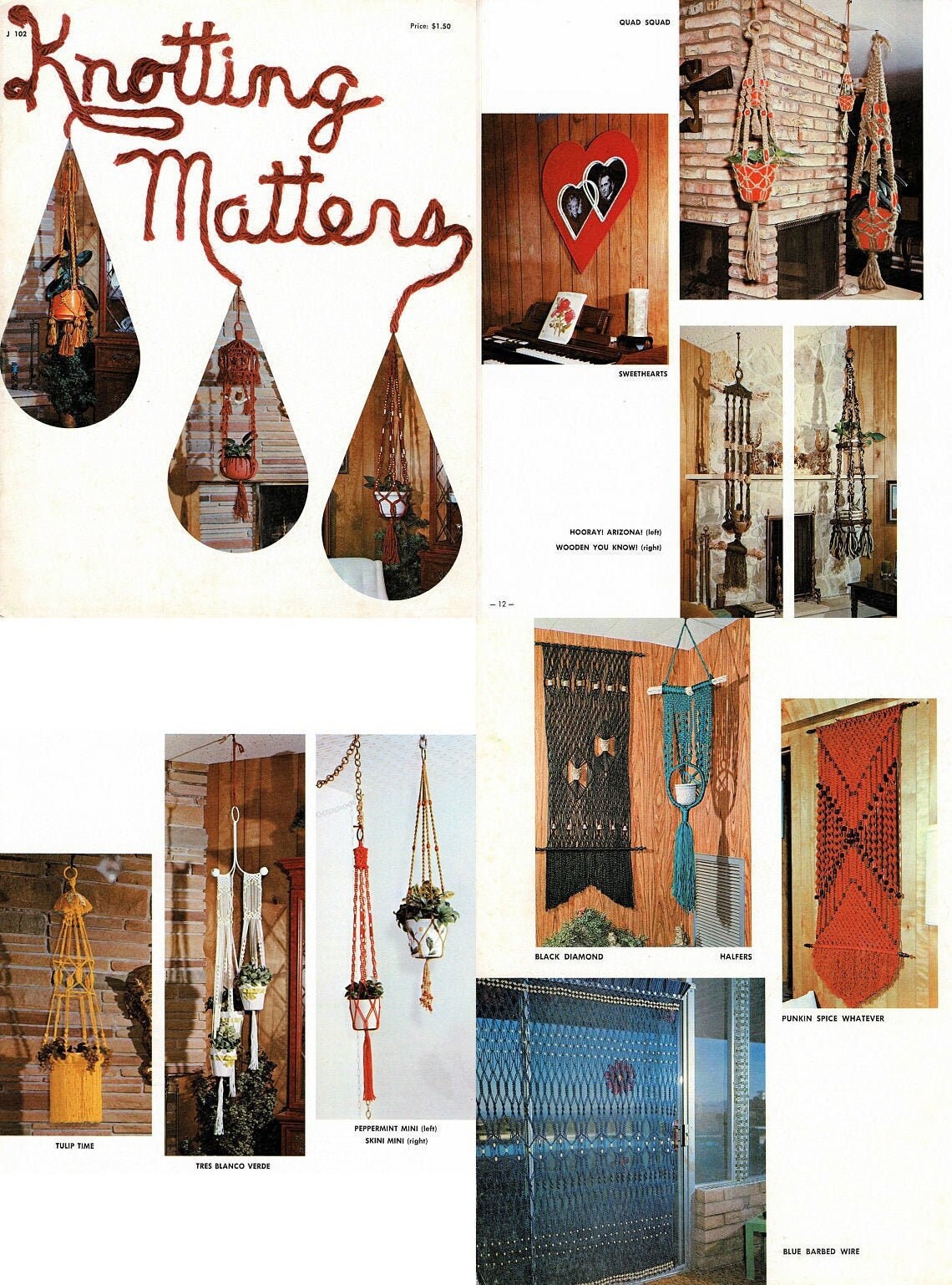 Vintage Macrame Patterns Knotting Matters Retro 1970s PDF Instant Digital Download Plant Pot Holders Wall Hangings Curtain 16 Projects