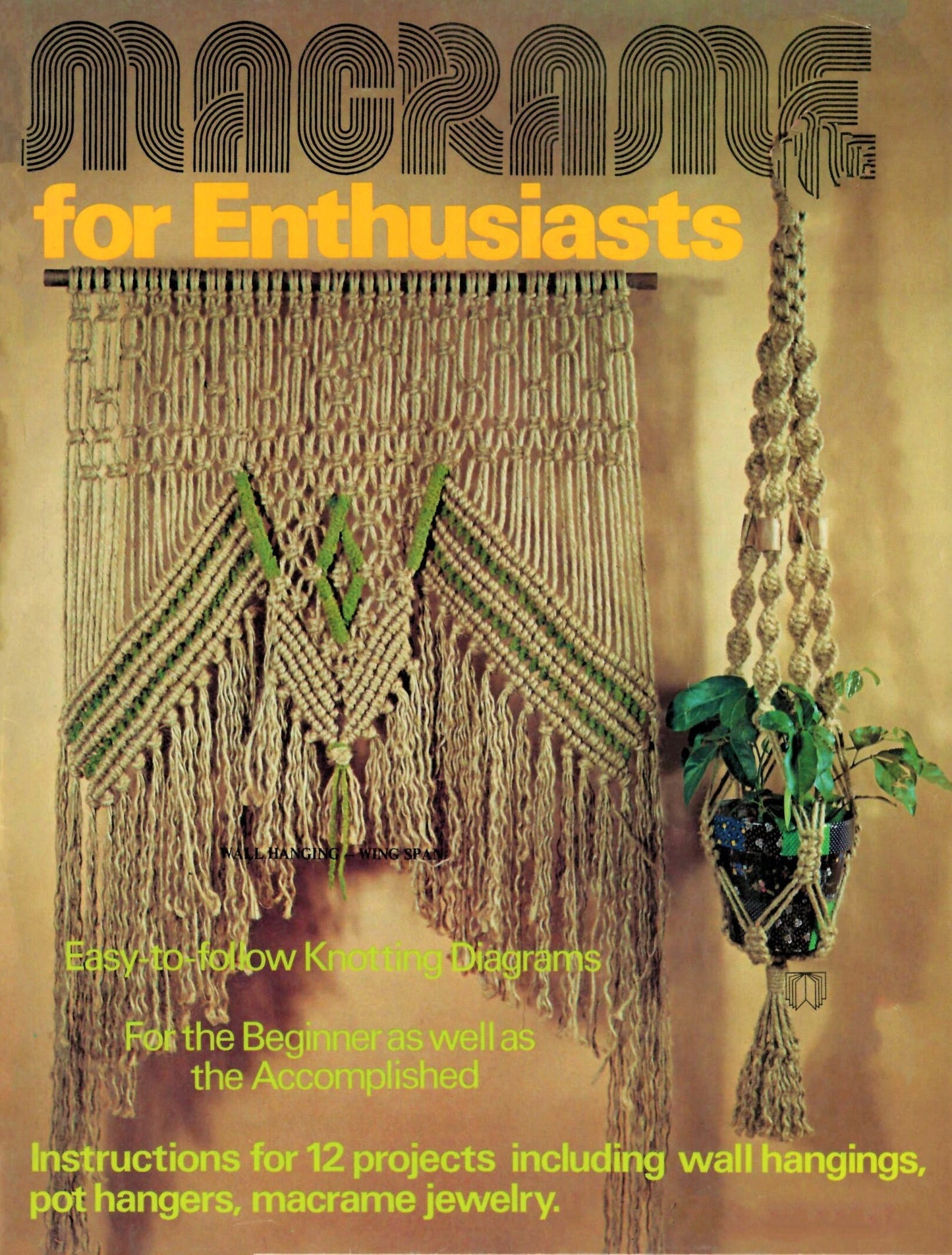 Vintage Macrame For Enthusiasts Patterns 1976 PDF Instant Digital Download Wall Hangings Pot Hangers Owl Jewelry 12 Projects