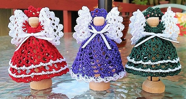 Vintage Crochet Patterns Christmas Clothespin Angel Ornaments PDF Instant Digital Download 11 Designs Cotton Thread Tree Trim or Garland