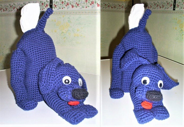 Vintage Crochet Pattern Puppy Dog Pooping Bathroom Tissue Roll Cover Holder PDF Instant Digital Download Toilet Tissue Amigurumi 4-Ply
