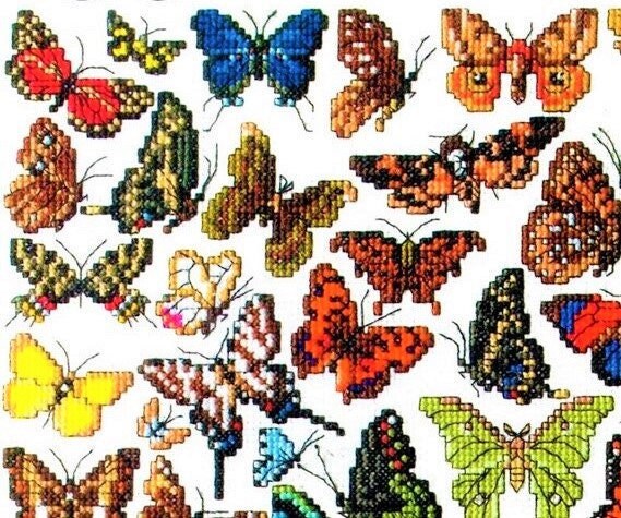 Vintage Cross Stitch Patterns Butterflies Moths Butterfly Motifs PDF Instant Digital Download 60 Embroidery Designs
