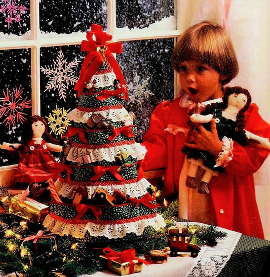 Vintage Christmas Sewing Pattern 18" Calico Fabric Advent Tree Centerpiece PDF Instant Digital Download Holiday Calendar Tabletop Tree E1