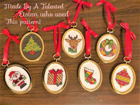 Vintage Cross Stitch Patterns Mini Christmas Ornaments PDF Instant Digital Download 50 Classic Holiday Designs 2-3 Inch