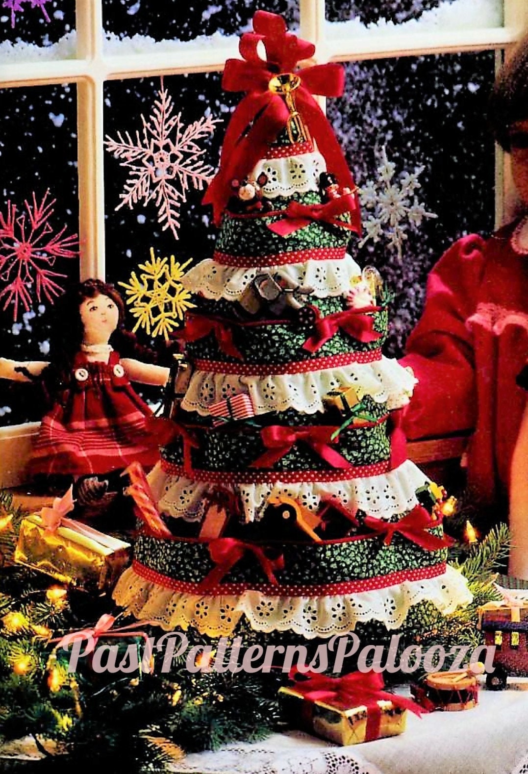 Vintage Christmas Sewing Pattern 18" Calico Fabric Advent Tree Centerpiece PDF Instant Digital Download Holiday Calendar Tabletop Tree E1