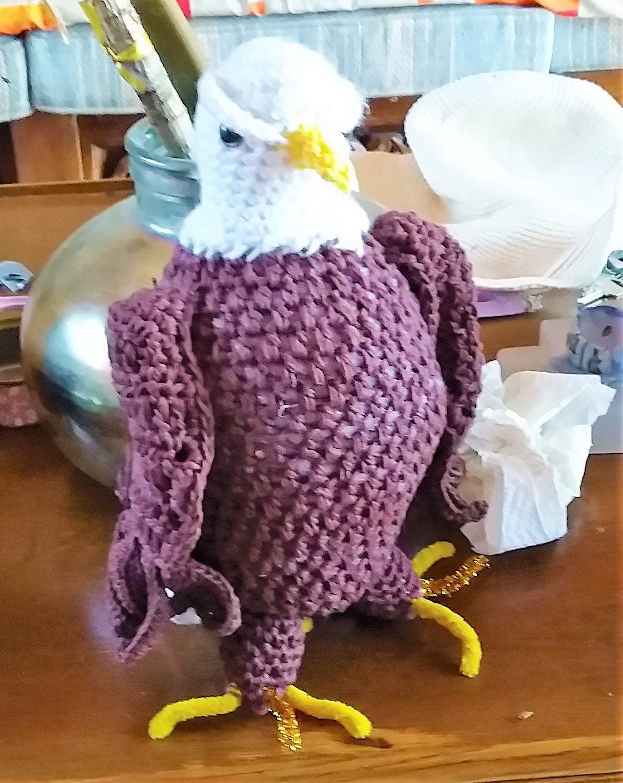 Vintage Crochet Pattern 15" Bald Eagle Bird Soft Toy Doll PDF Instant Digital Download Plush Amigurumi Stuffed American Eagle 4 Ply