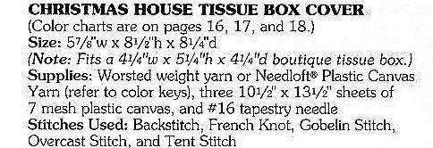 Vintage Plastic Canvas Pattern Snowy Gingerbread House Tissue Box Cover Christmas Tissue Topper PDF Instant Digital Download 7 Count