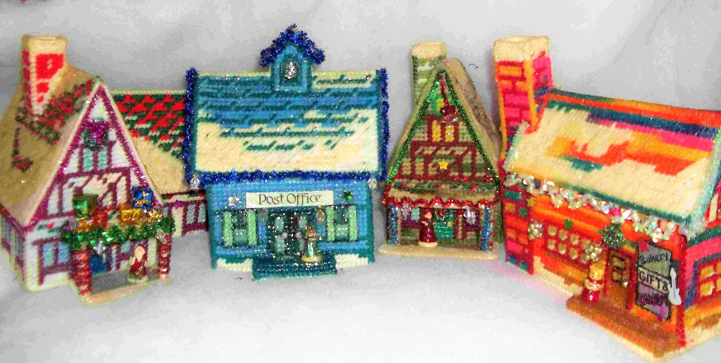 Vintage Plastic Canvas Pattern Santas Village Snowy Christmas Town PDF Instant Digital Download Holiday North Pole Neighborhood Display