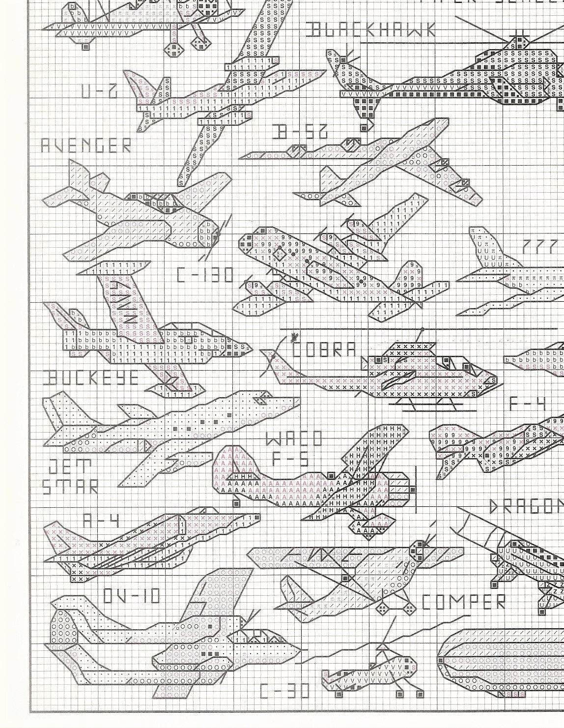 Vintage Cross Stitch Patterns Mini Aircraft Airplanes Motifs PDF Instant Digital Download Embroidery 45 Planes Jets Helicopters A1