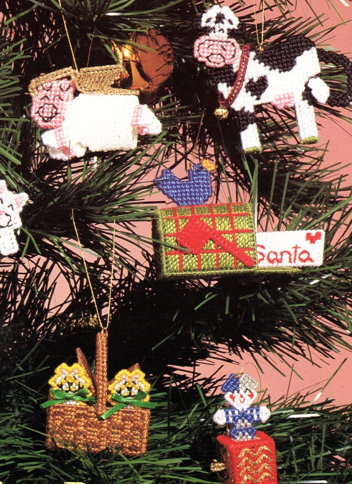 Vintage Plastic Canvas Pattern Miniature Animal Christmas Ornaments PDF Instant Digital Download Cute Tiny Tree Trims 15 Designs 10 Mesh