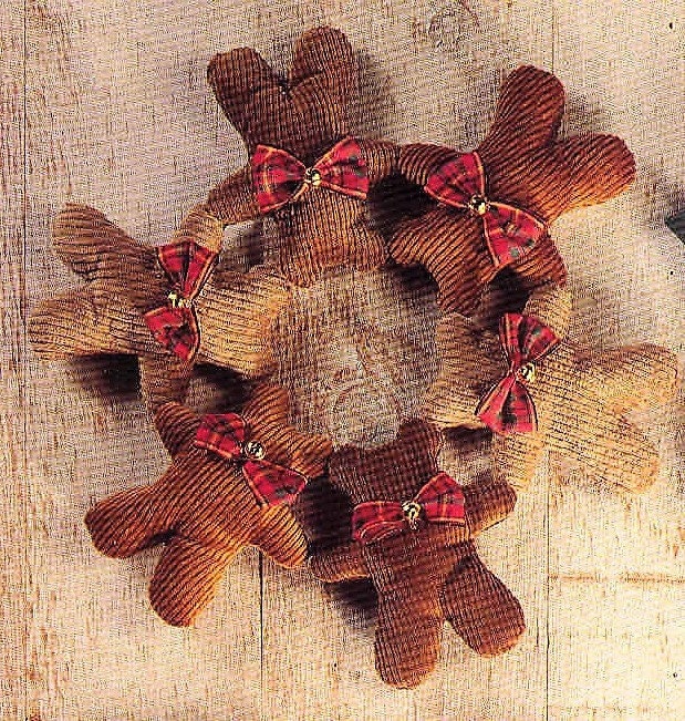 Vintage Sewing Patterns Calico Country Christmas Wreaths 5 Designs PDF Instant Digital Download Plush Trees Gingerbread Cat Angel Teddy