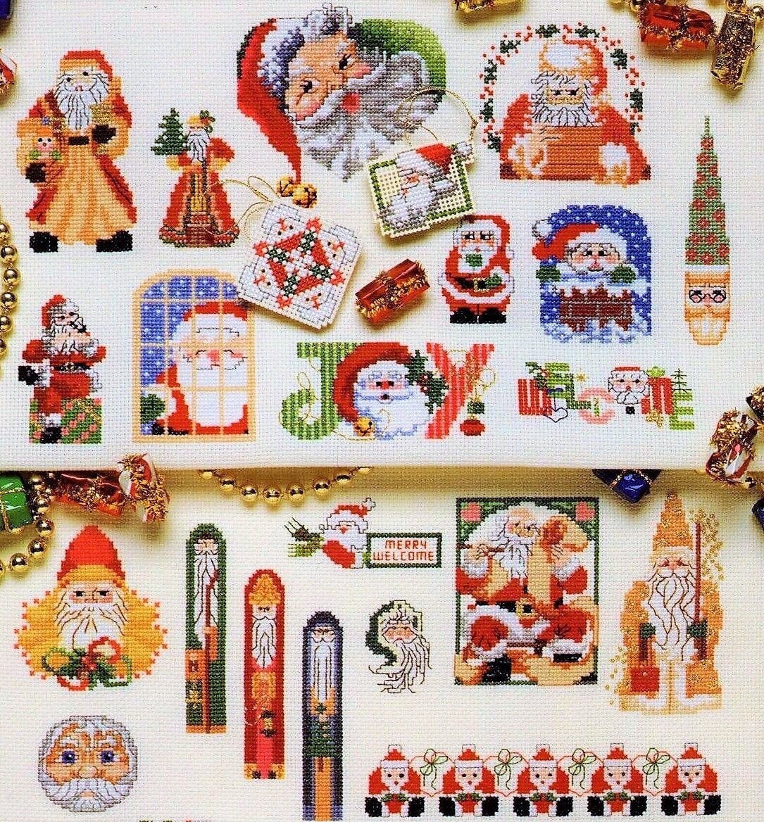 Vintage Cross Stitch Patterns Santa Claus Father Christmas St. Nick Motifs PDF Instant Digital Download Holiday Embroidery Needlepoint