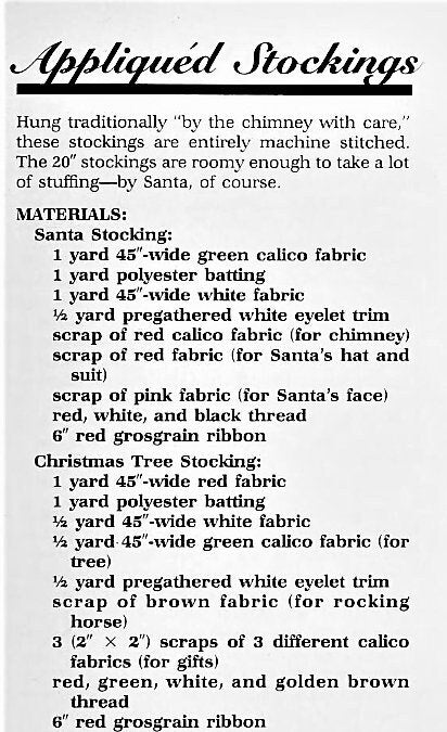 Vintage Christmas Sewing Pattern 20" Calico Christmas Stockings PDF Instant Digital Download 2 Appliqued Designs Santa Claus and Tree