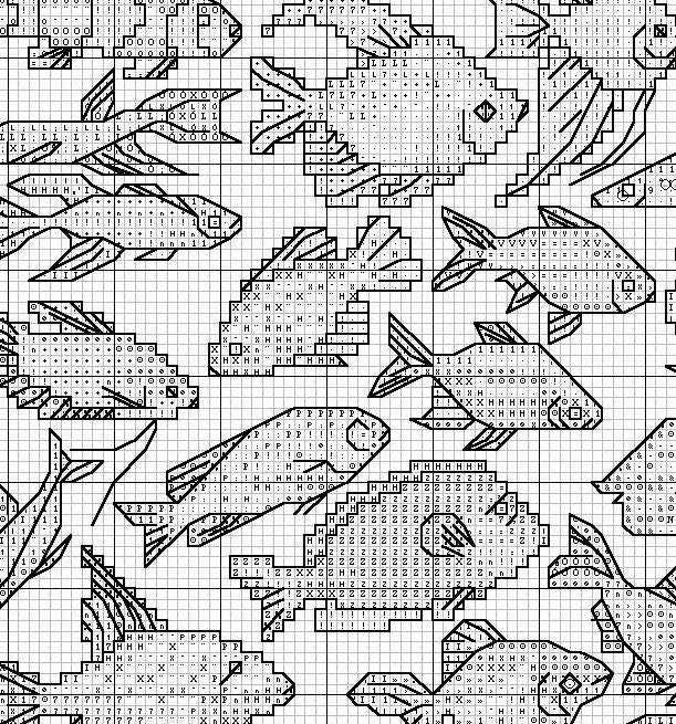 Vintage Cross Stitch Patterns Tropical Fish Motifs PDF Instant Digital Download Embroidery Exotic Marine Reef Fish Designs