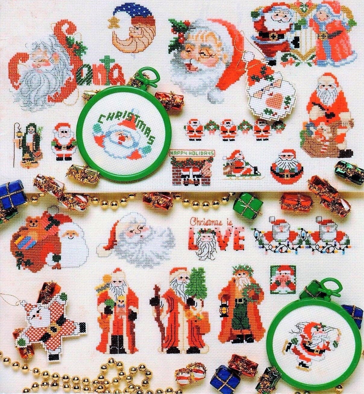 Vintage Cross Stitch Patterns Santa Claus Father Christmas St. Nick Motifs PDF Instant Digital Download Holiday Embroidery Needlepoint