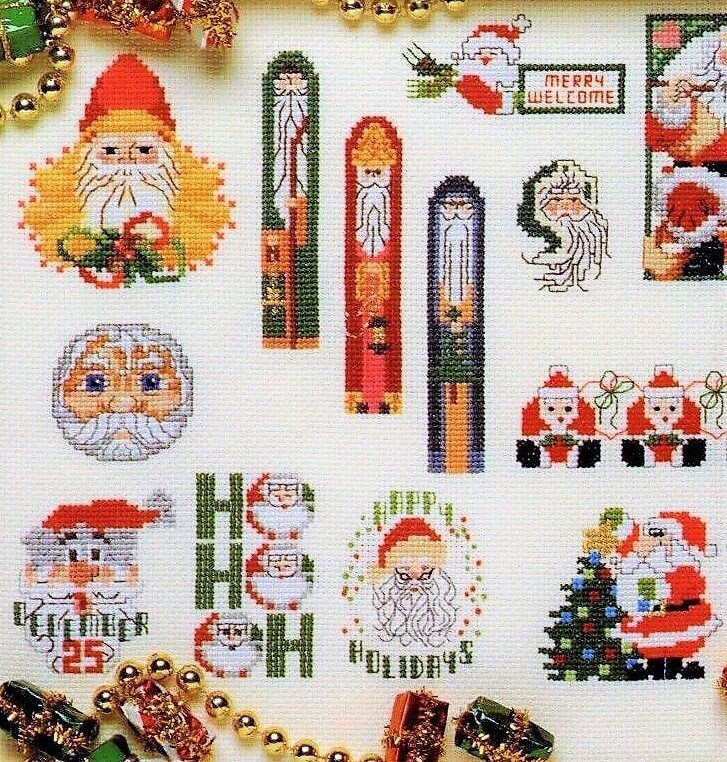 Vintage Cross Stitch Patterns Santa Claus Father Christmas St. Nick Motifs PDF Instant Digital Download Holiday Embroidery Needlepoint