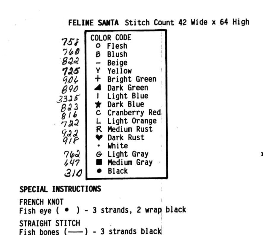 Vintage Cross Stitch Pattern 5" Cat Lover Feline Santa Claus Ornament PDF Instant Digital Download Christmas Tree Trim Perforated Paper