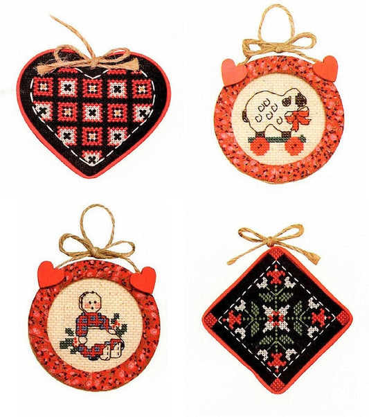 Vintage Cross Stitch Pattern 2-4" Mini Country Christmas Ornaments PDF Instant Digital Download 10 Primitive Folk Art Designs