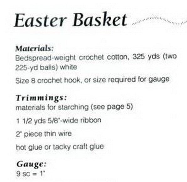 Vintage Thread Crochet Pattern Lace Thread Crochet Easter Eggs Ruffled Basket and Nut Cups PDF Instant Digital Download