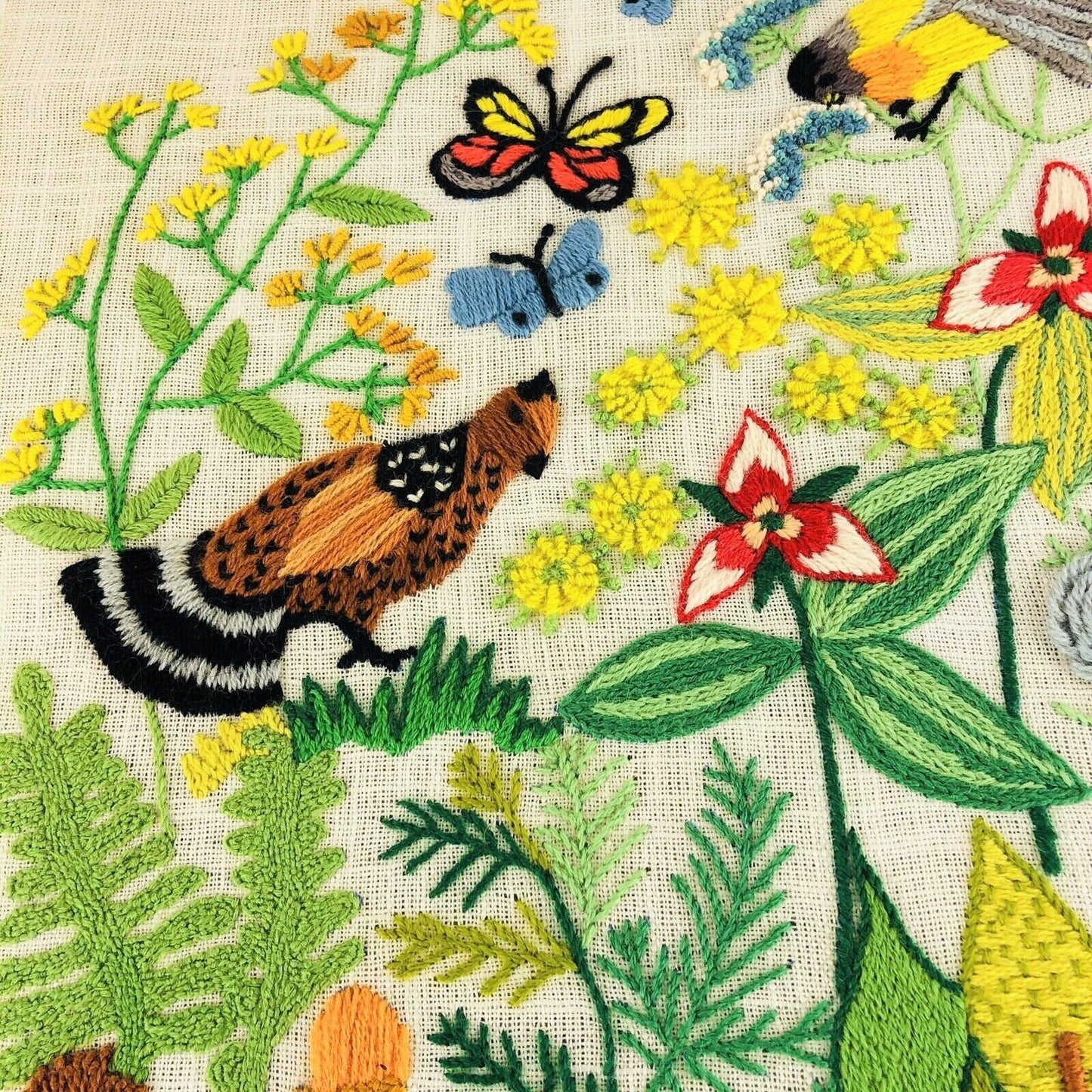 Vintage Crewel Embroidery Pattern Woodland Plants Animals Botanical Insects Ecosystem Motifs PDF Instant Digital Download