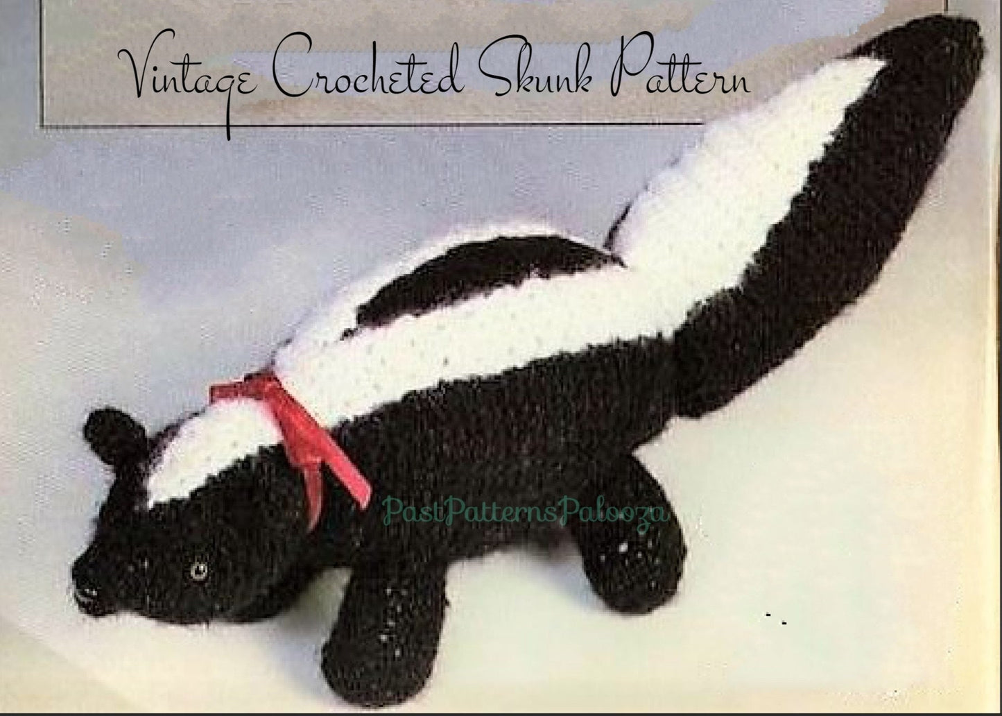 Vintage Crochet Pattern 15" Skunk PDF Instant Digital Download Crocheted Pet Skunk Amigurumi Plush Stuffed Soft Toy Realistic Animal 3 Ply