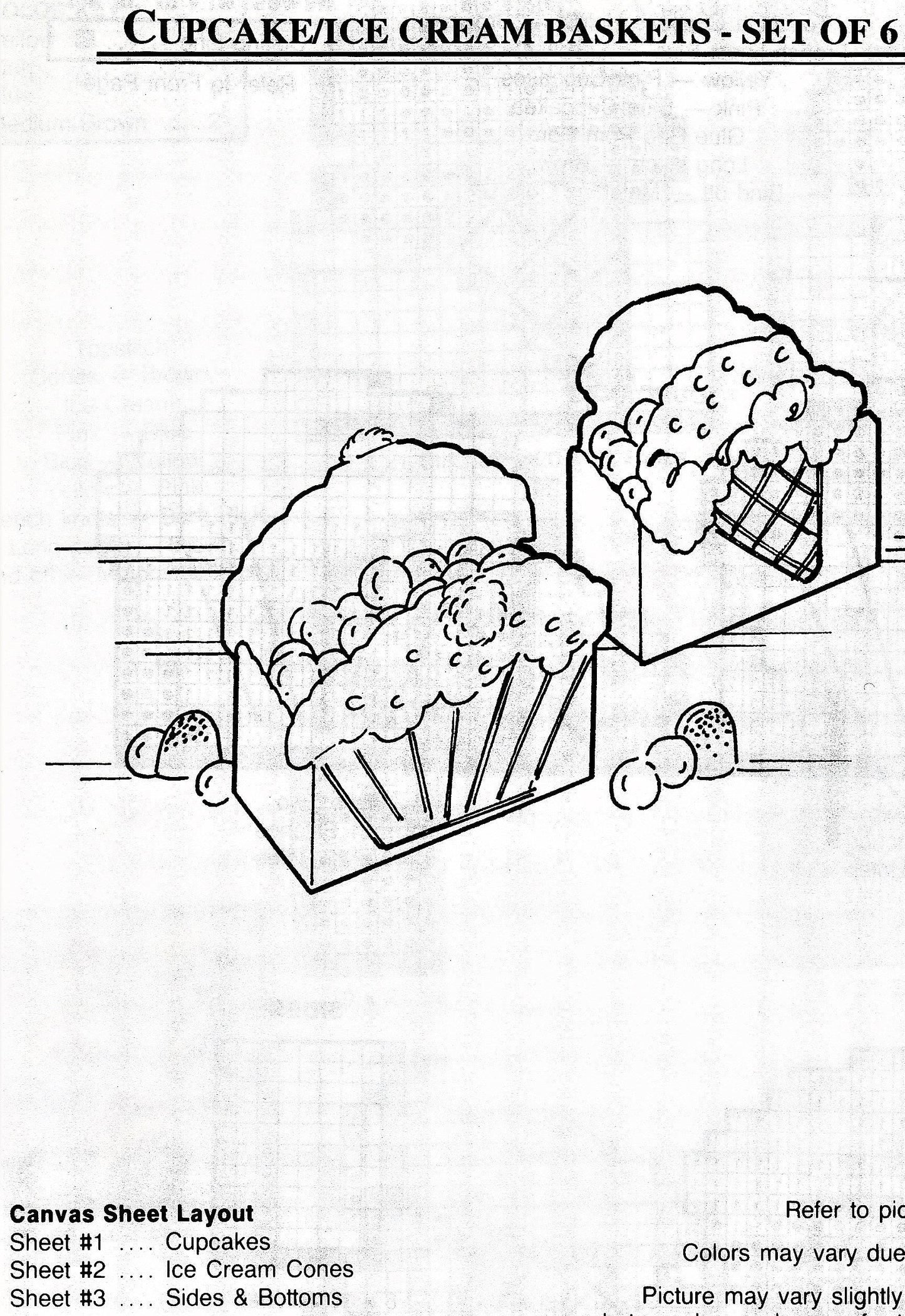 Vintage Plastic Canvas Patterns 3.5" Mini Cupcake and Ice Cream Treat Holder Baskets PDF Instant Digital Download Birthday Party Shower