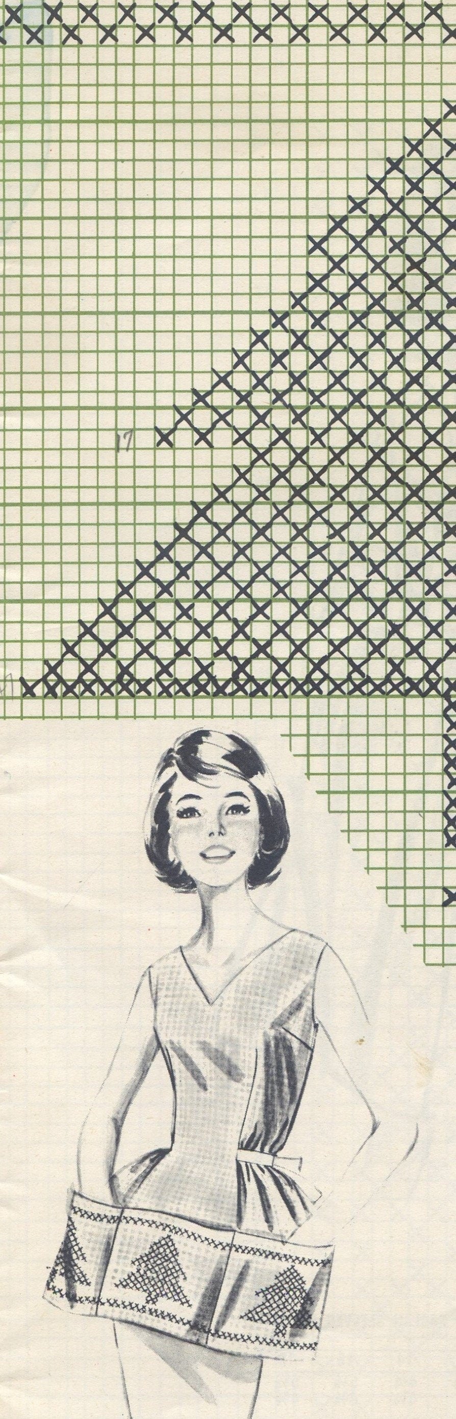 Vintage Cross Stitch Patterns Designs for Ginghams c. 1961 Printable PDF Instant Digital Download 15 Retro Embroidery Designs Fabric Borders